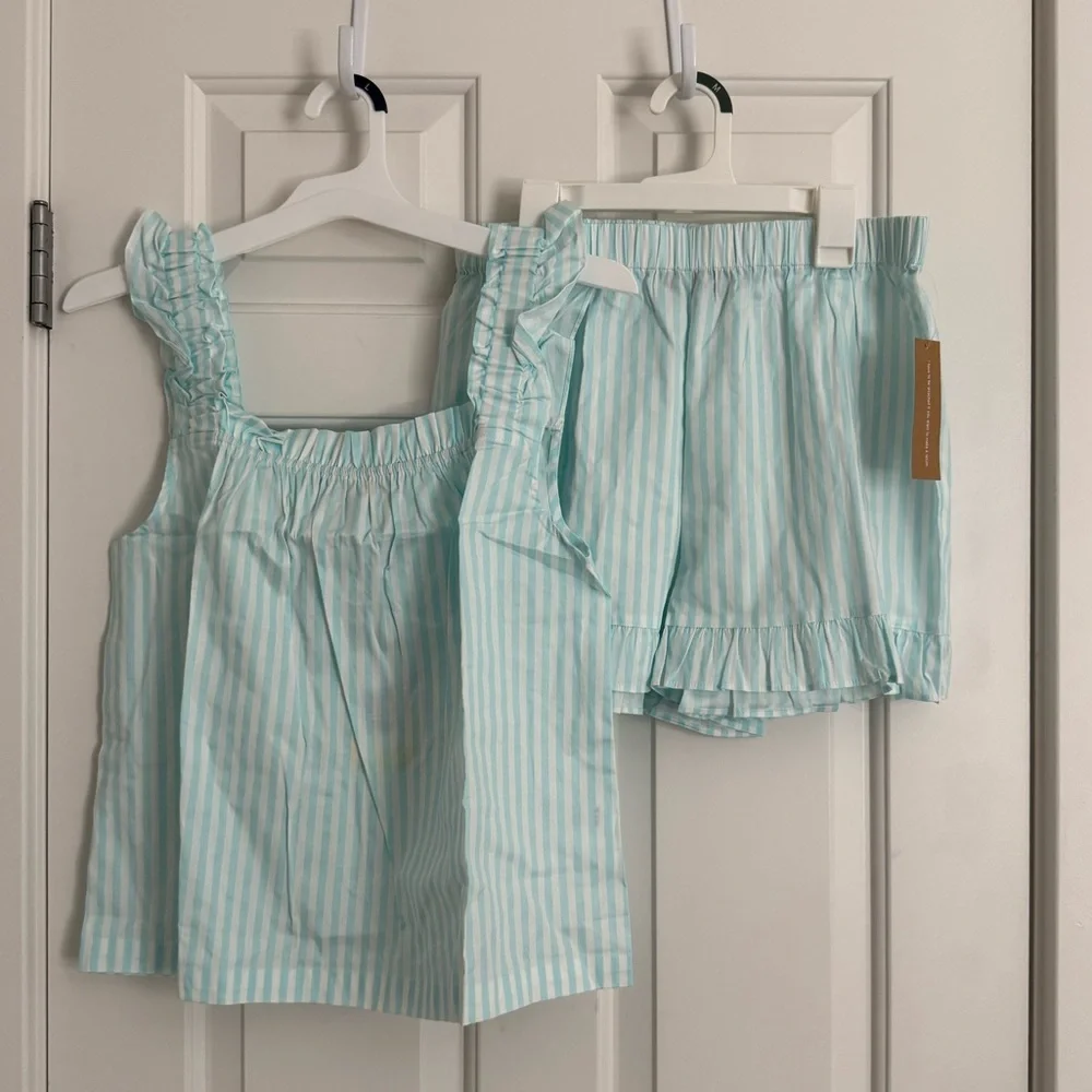 Few Moda kourt Aura‎ Two-Piece Pajama Set - Size M - Mint Stripe - NWT